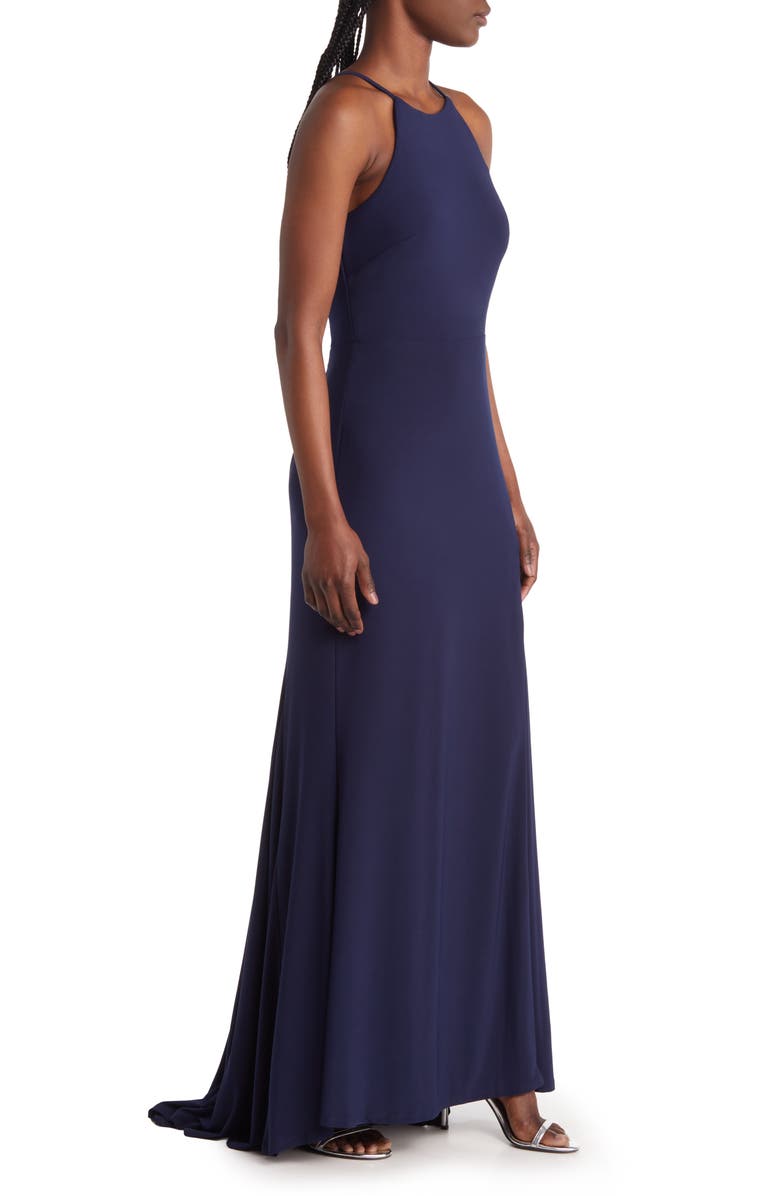 Jump Apparel Halter Neck Gown, Alternate, color, Navy