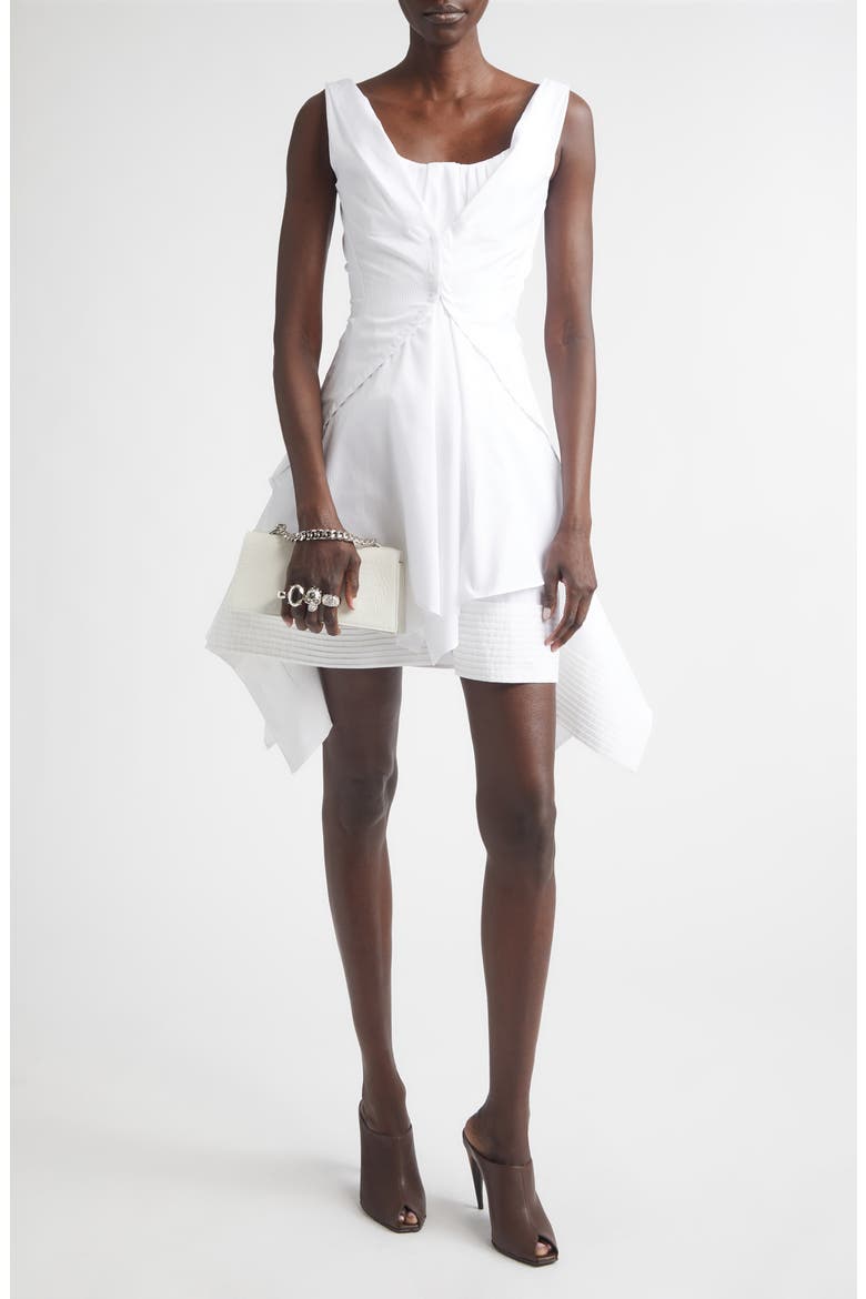 Deconstructed Cotton Poplin Minidress, Main, color, OPTICALWHITE