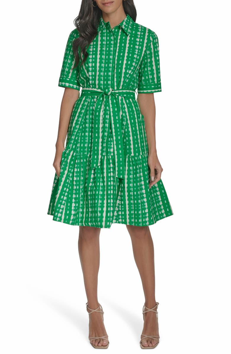 Calvin Klein Elbow Length Sleeve Cotton Shirtdress, Alternate, color,