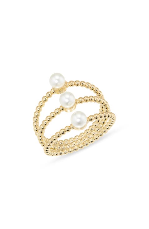 Twist Triple Band Faux Pearl Ring