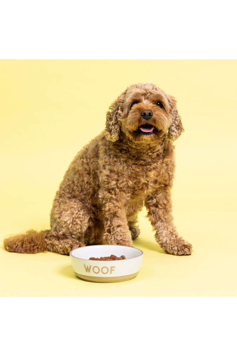 Woof Dog Bowl, 5.9 Inch, 18.6oz, Cream & Tan, Alternate, color, Multicolored