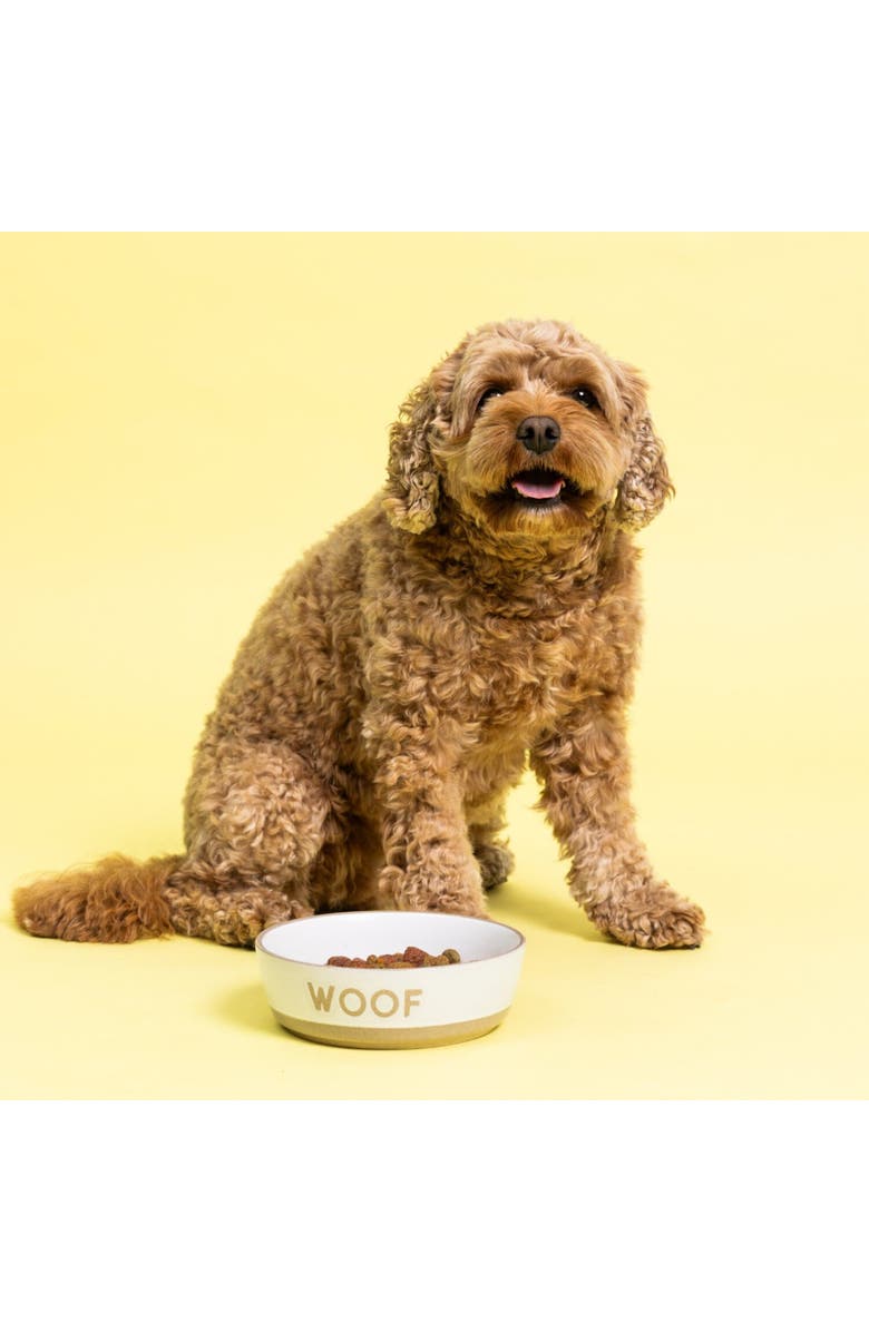 MASON CASH Woof Dog Bowl, 5.9 Inch, 18.6oz, Cream & Tan, Alternate, color, Multicolored
