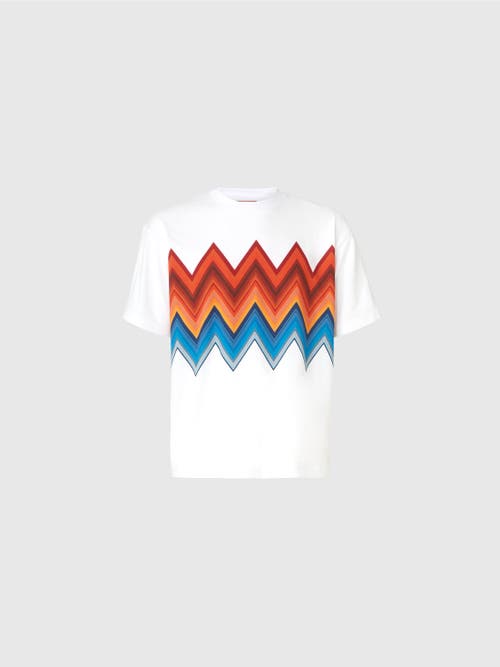 Missoni Chevron Crew Neck Zigzag Print T-shirt In White