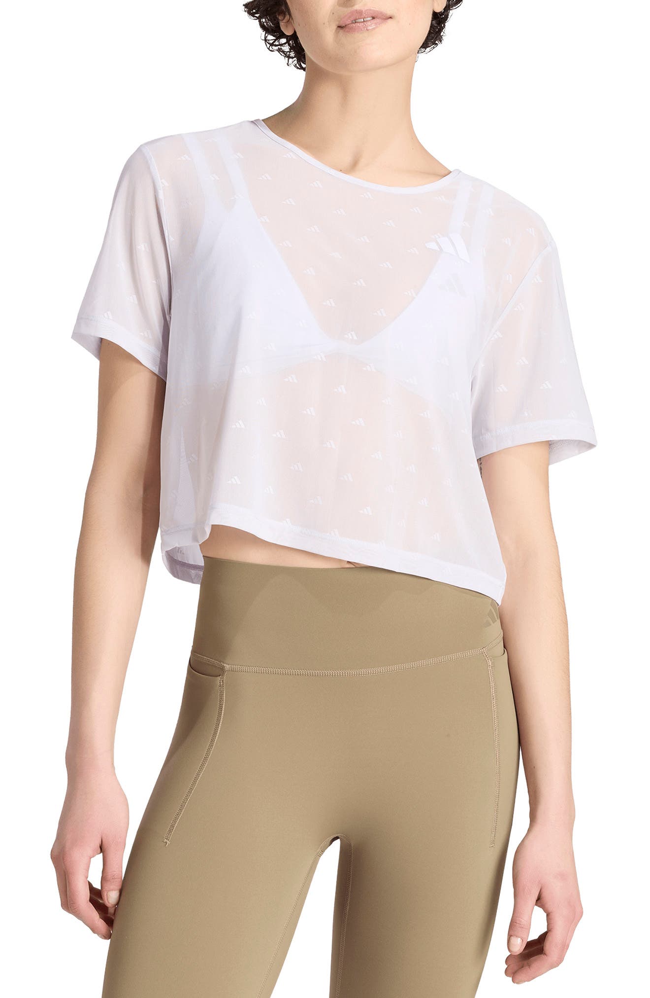 adidas Essential Logo Jacquard Mesh T-shirt