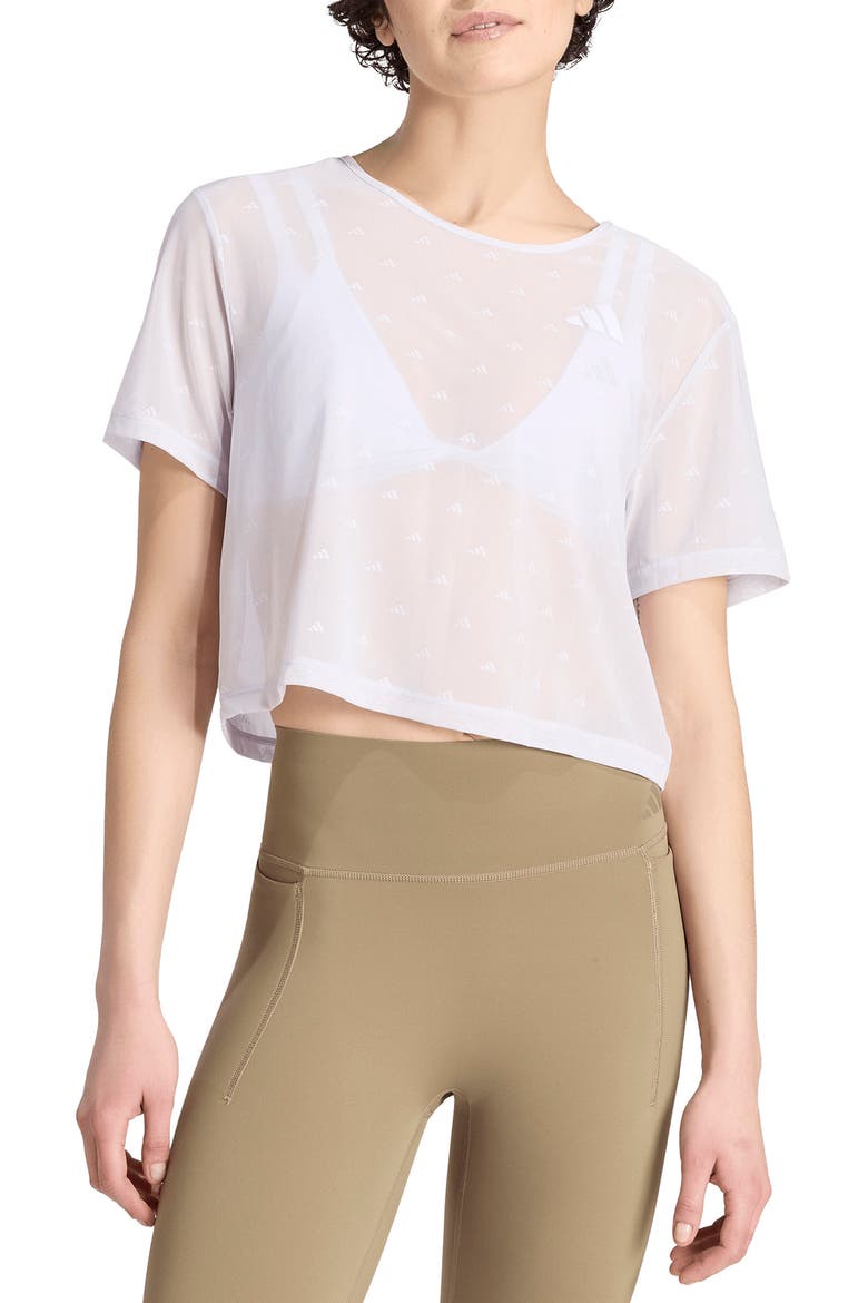 Essential Logo Jacquard Mesh T-shirt, Main, color, FROZEN PURPLE