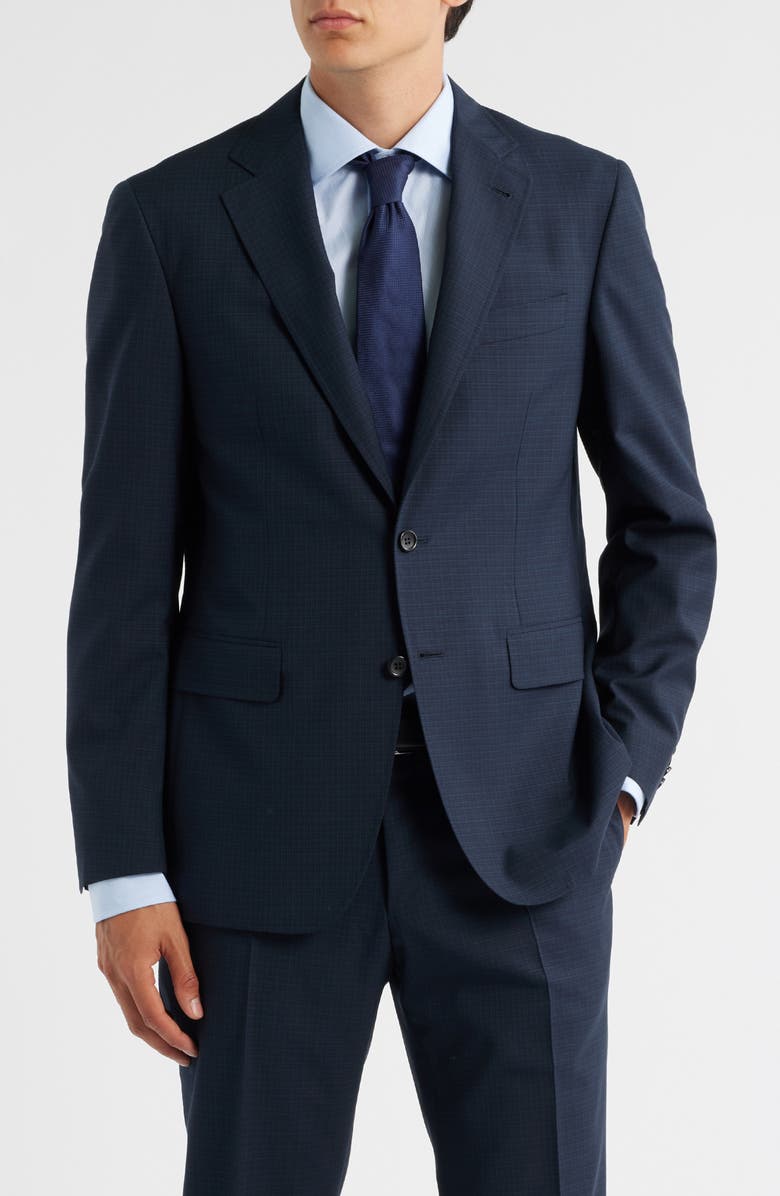 Canali Kei Trim Fit Dark Green Mélange Textured Wool Suit, Alternate, color, Dark Green