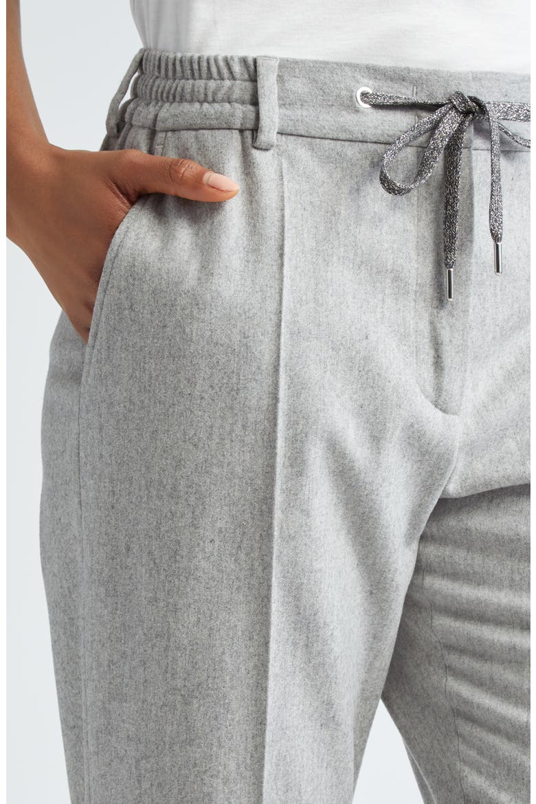 Drawstring Stretch Virgin Wool & Cashmere Straight Leg Pants, Alternate, color, GREY