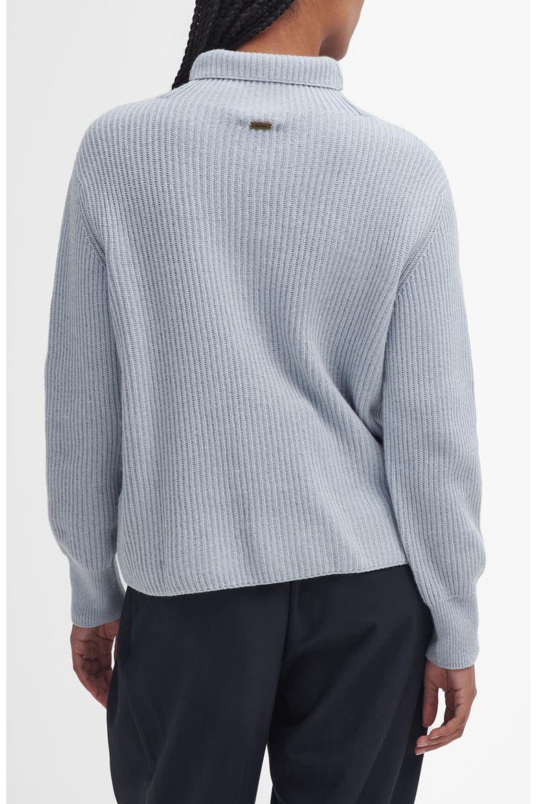 Nora Cotton & Wool Rib Funnel Neck Sweater, Alternate, color, PEARL BLUE
