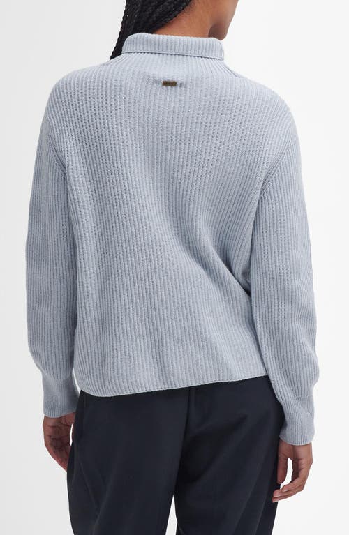 Barbour Nora Cotton & Wool Rib Funnel Neck Sweater In Blue