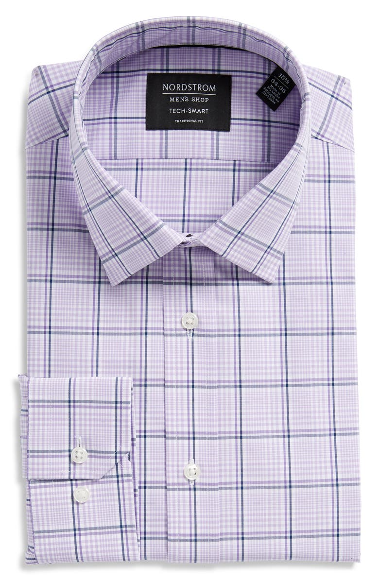 NORDSTROM MEN'S SHOP Tech-Smart Traditional Fit Stretch Windowpane Dress Shirt, Alternate, color, 