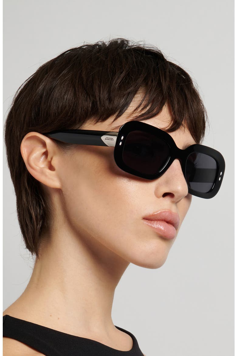 53mm Rectangular Sunglasses, Alternate, color, BLACK/ GREY