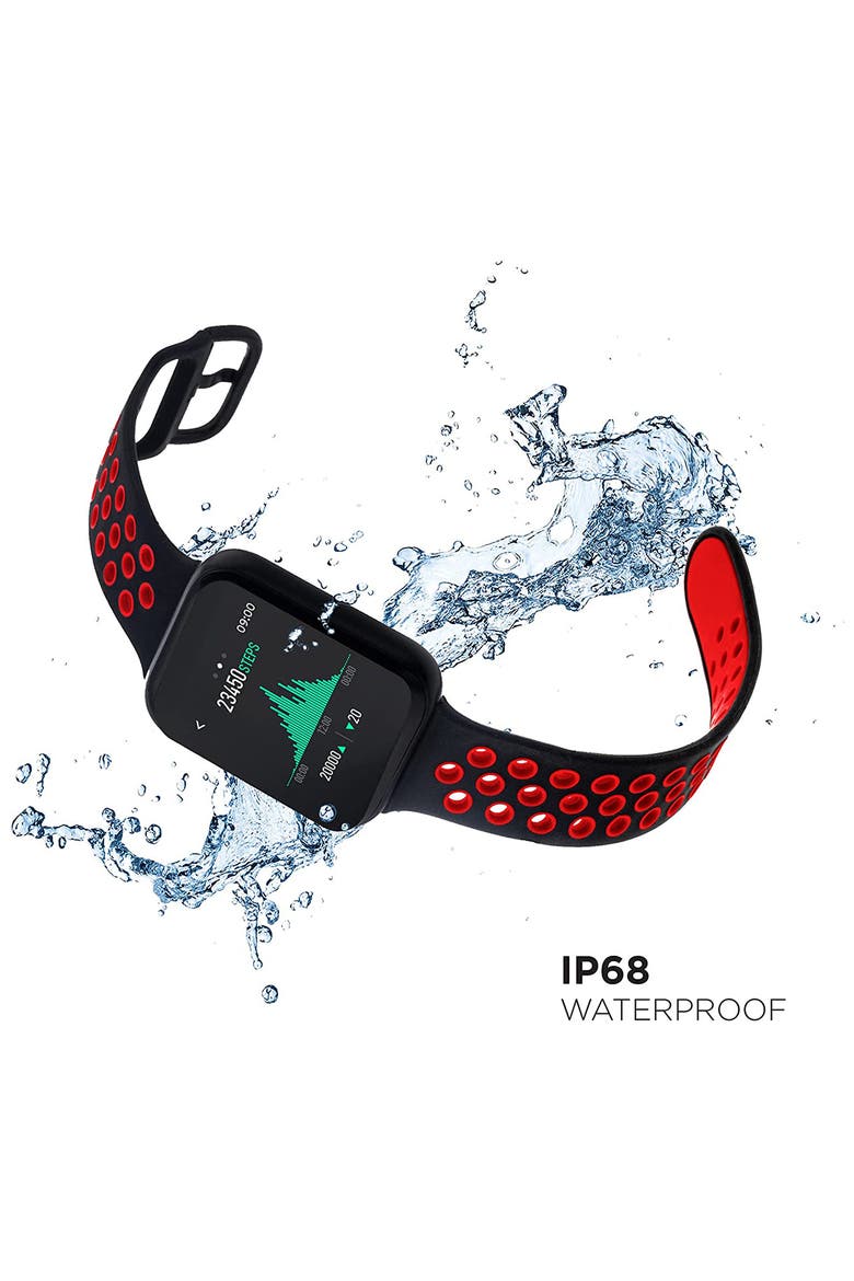 Men's iTouch Air 3 Smart Watch, 44mm, Alternate, color, BLACK CASE/ BLACK/ RED