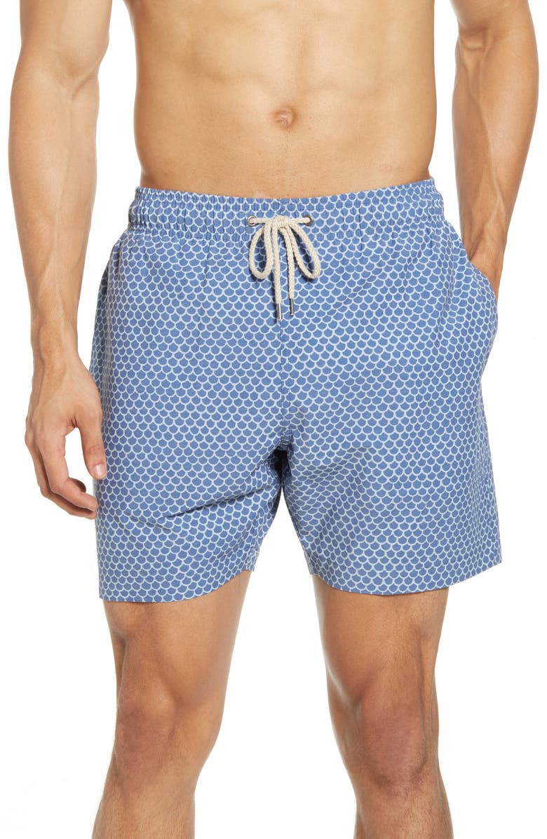 Faherty Beacon Scale Print Swim Trunks, Main, color,