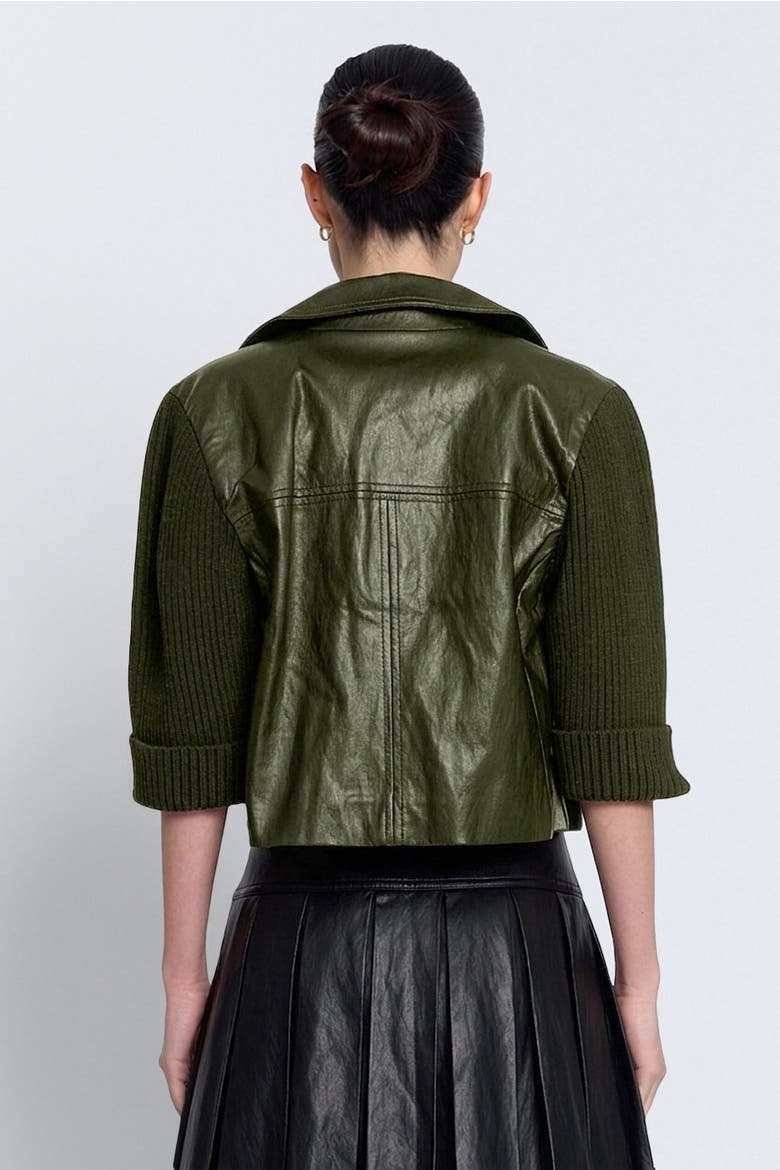 Quinn Cropped Vegan X Sweater Jacket, Alternate, color, OLIVE