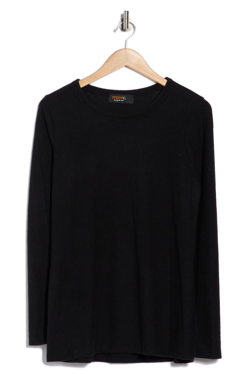 Renee C Long Sleeve Brushed Knit Top, Alternate, color, Black