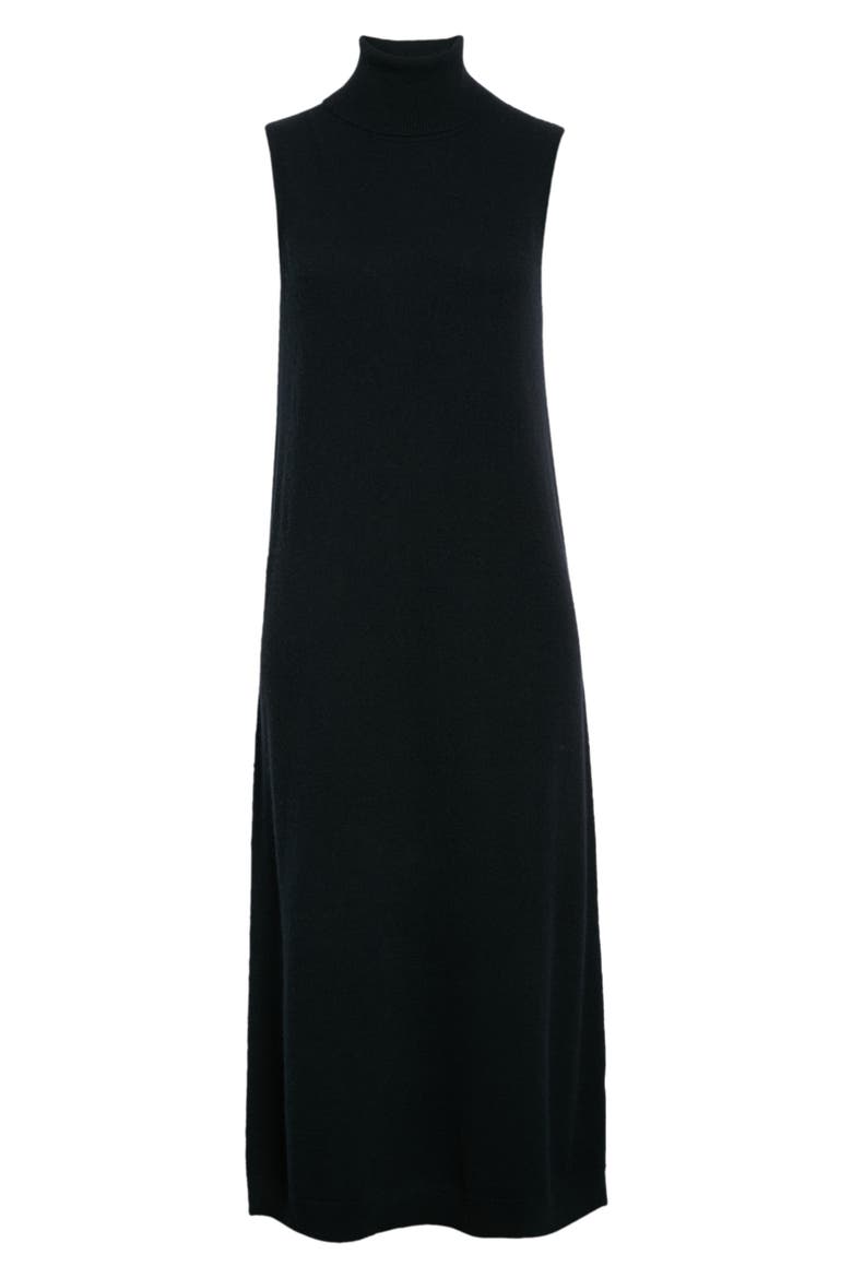 Sleeveless Turtleneck Cashmere Midi Sweater Dress, Alternate, color, BLACK