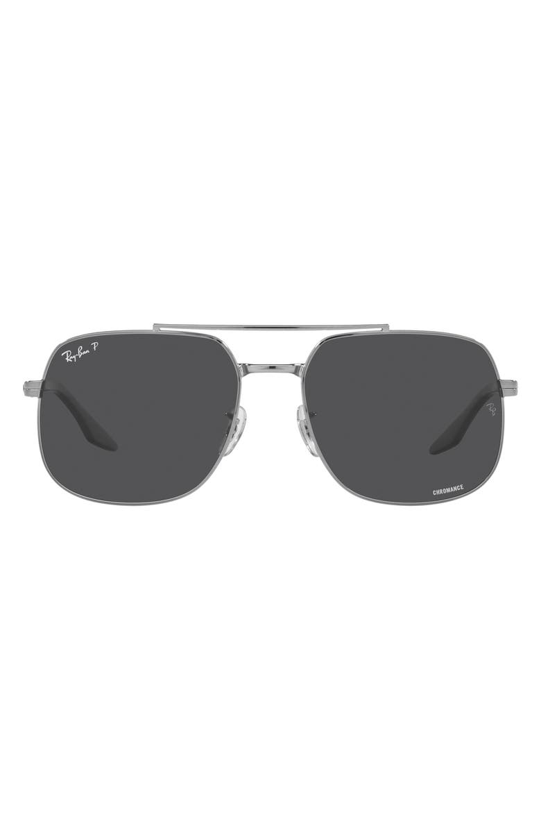 Ray-Ban 56mm Polarized Square Sunglasses, Main, color, Gunmetal