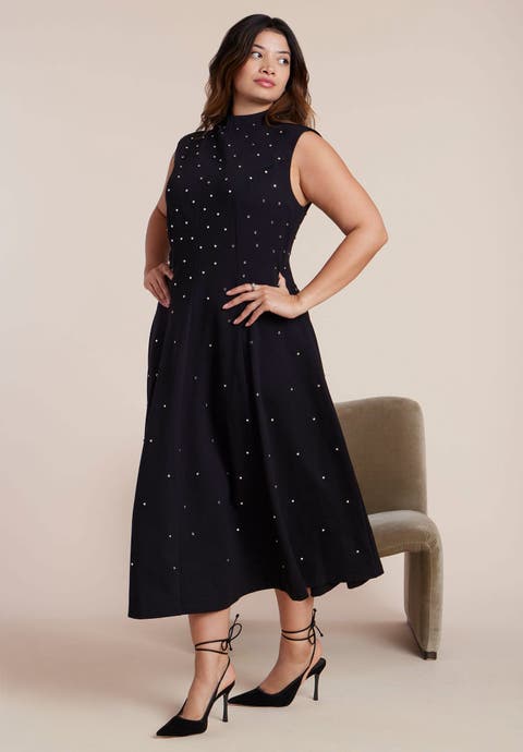 Stud Detail Ponte Midi Dress (Plus)