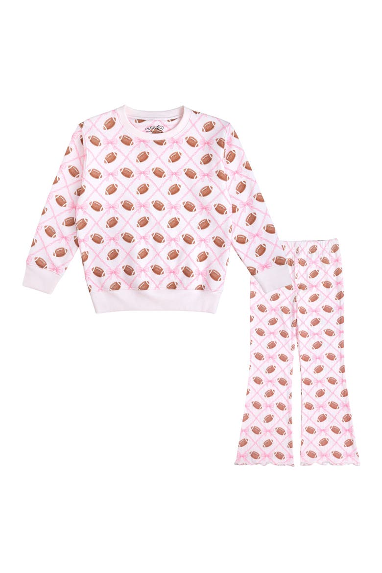 Football Trellis Sweatshirt & Flare Legging Set, Main, color, Ballet Pink