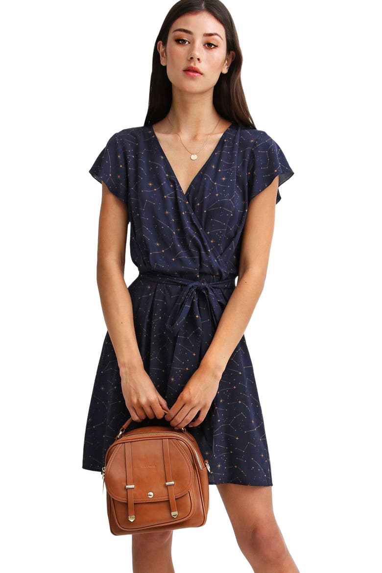I'm The Star Wrap Dress, Alternate, color, Navy