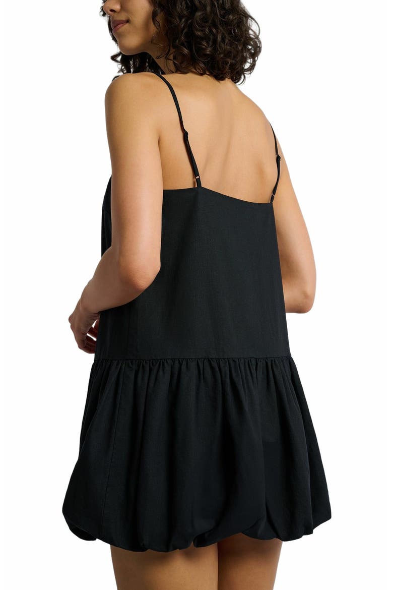 Air Linen Bubble Mini Dress, Alternate, color, BLACK