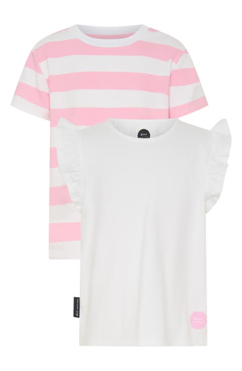 Kids' Ruffle Sleeve & Stripe T-Shirt Set (Toddler, Little Kid & Big Kid)