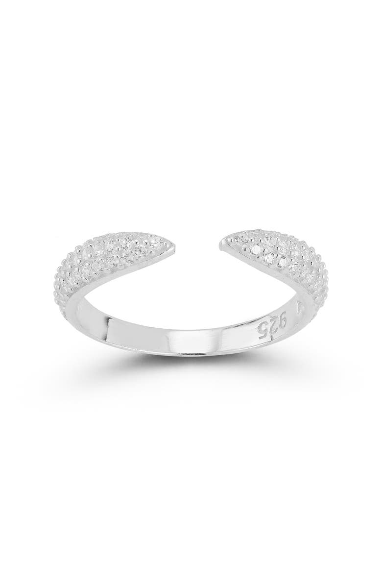 GLAZE JEWELRY Cubic Zirconia Sterling Silver Claw Ring, Alternate, color, Silver