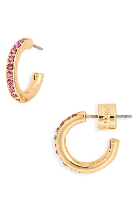 Pavé Crystal Mini Huggie Hoop Earrings