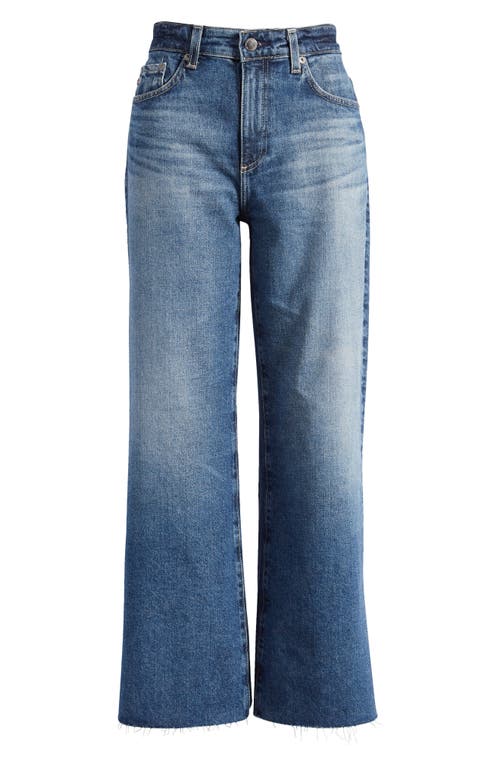 Ag Saige Stretch Raw Hem Crop Wide Leg Jeans In Blue