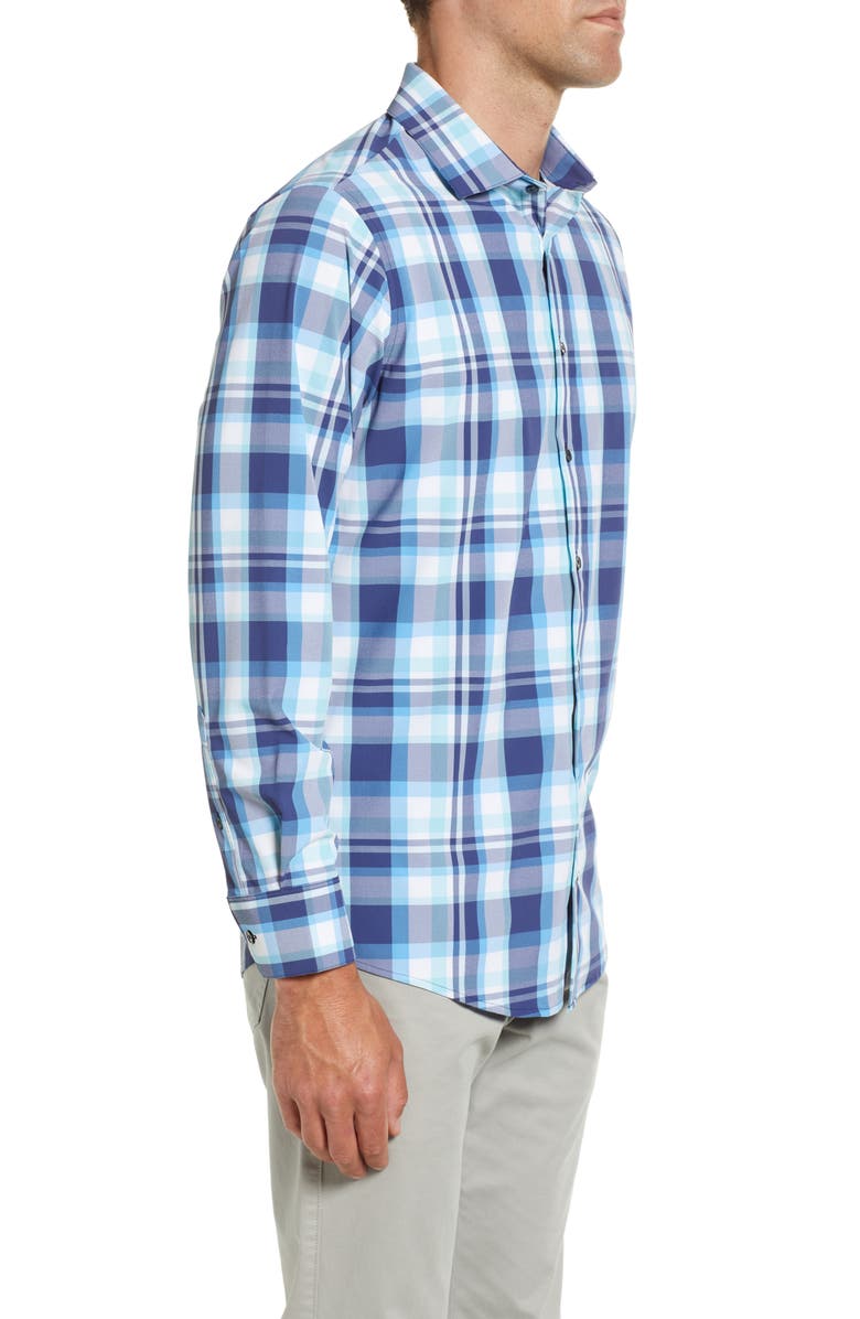 Mizzen+Main Men's Leeward Trim Fit Plaid Performance Button-Up Shirt, Alternate, color, 