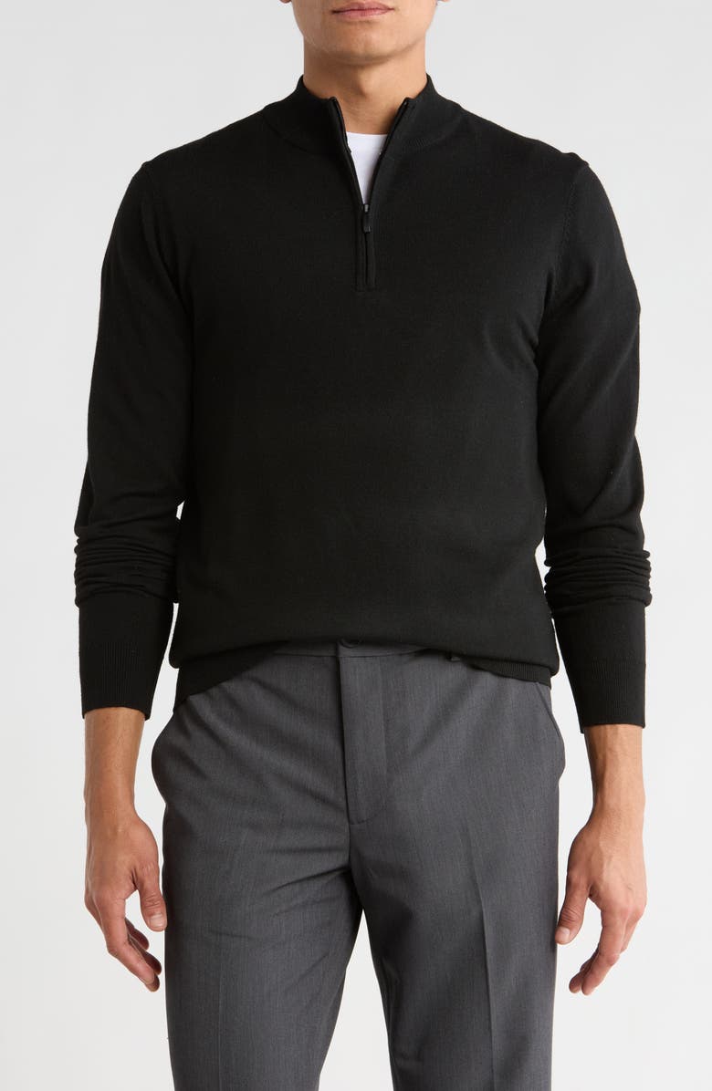 Robert Barakett Daniel Half Zip Pullover Sweater, Main, color, Black