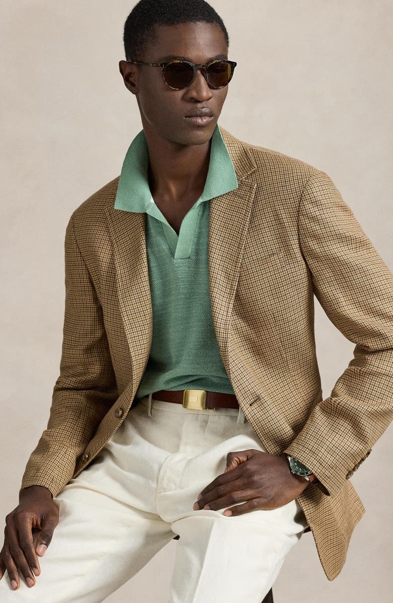 Polo Ralph Lauren Textured Seed Stitch Cotton & Linen Polo, Alternate, color, Faded Mint/ Deckwash White