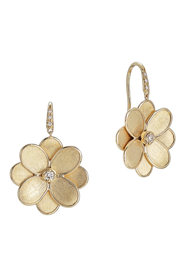 Petali 18K Yellow Gold & Diamond Flower Earrings, Main, color, YELLOW GOLD
