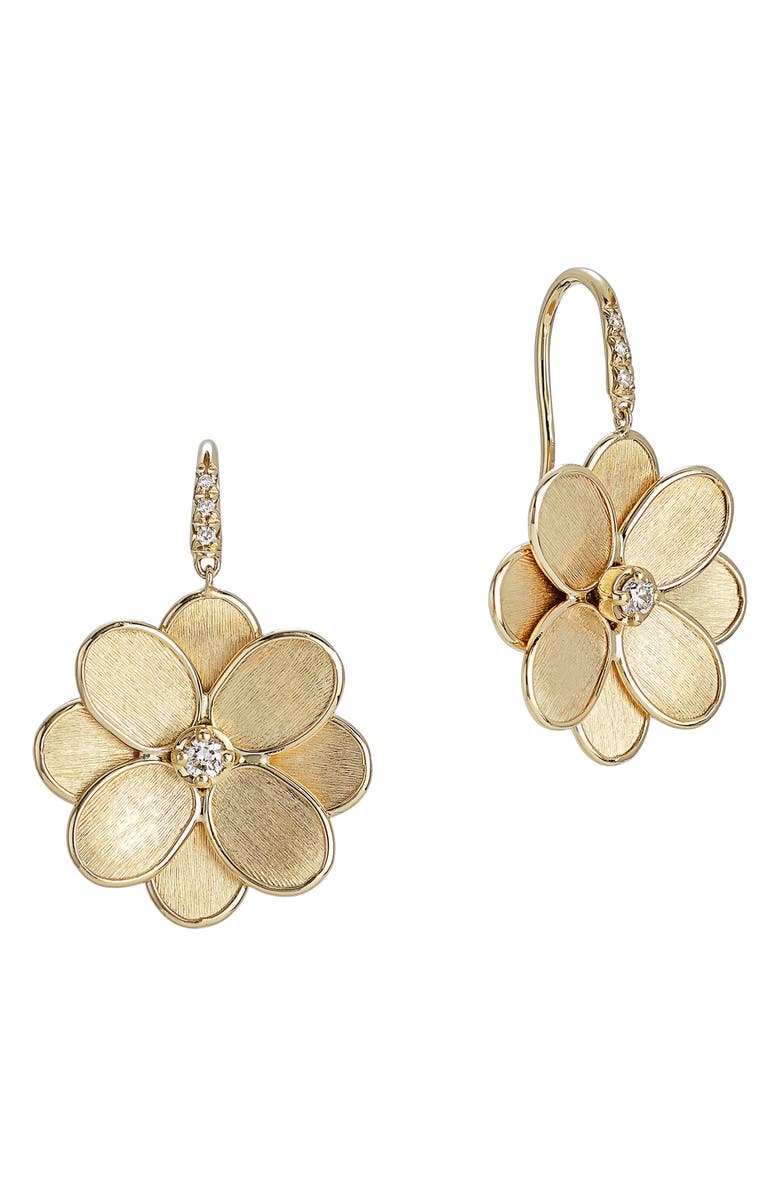 Marco Bicego Petali 18K Yellow Gold & Diamond Flower Earrings, Main, color, Yellow Gold