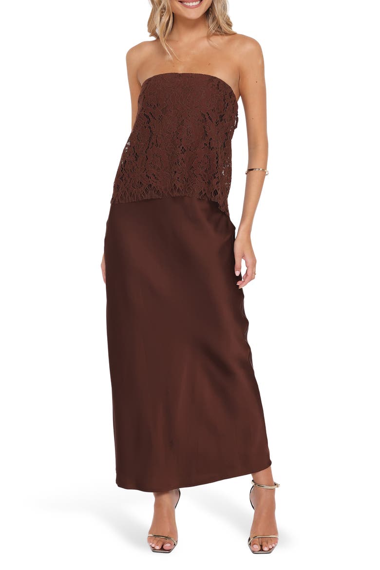 Lelita Strapless Maxi Dress, Main, color, BROWN