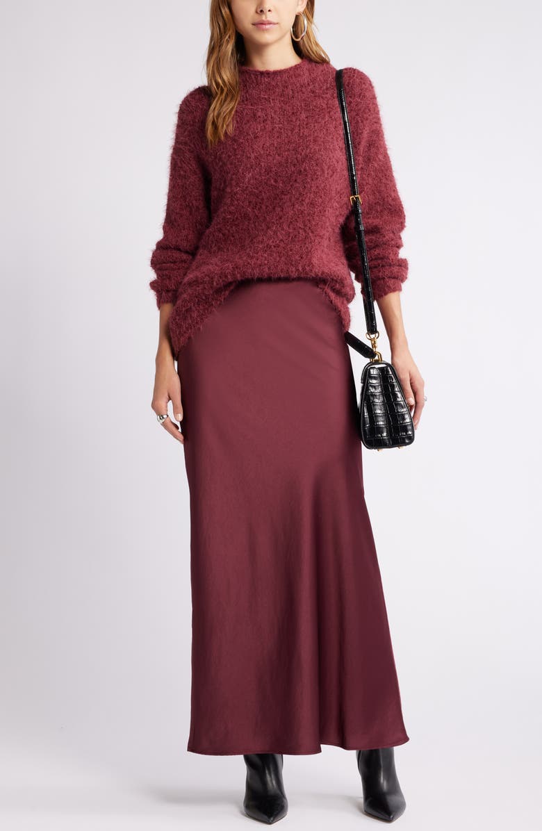 Open Edit Marled Mock Neck Sweater, Alternate, color, Burgundy Field