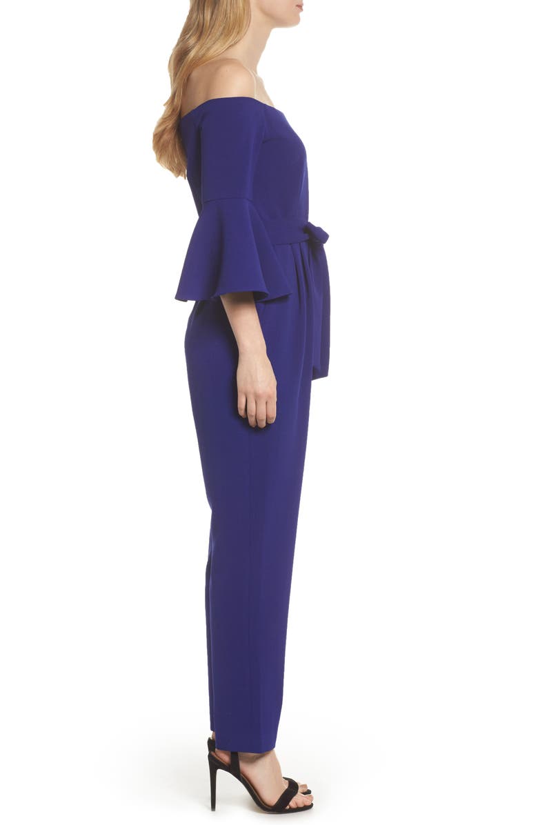 Eliza J Off the Shoulder Bell Sleeve Slim Leg Jumpsuit, Alternate, color,