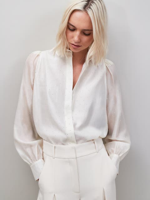 Button Up Mini Diamante Shirt