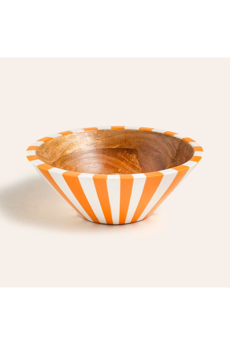 Nohar Mango Wood Bowl 10" x 10" x 3.5" | Artisan Ceramic, Main, color, Orange