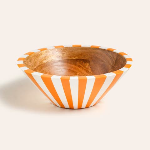 Nohar Mango Wood Bowl 10" x 10" x 3.5" | Artisan Ceramic
