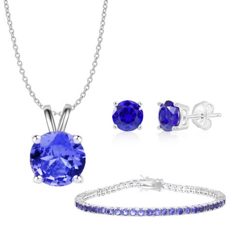 Created Tanzanite Jewelry Set