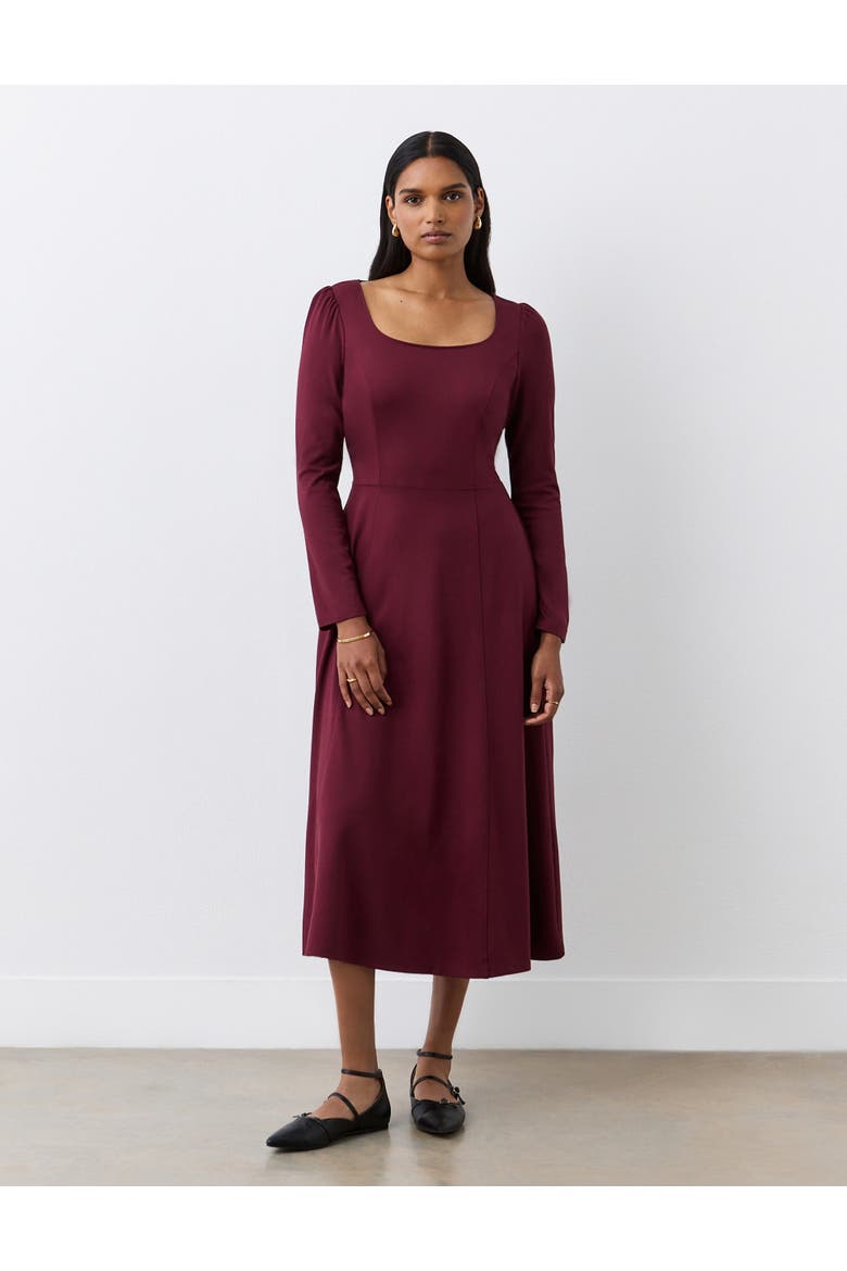 Kelly Ponte Jersey Midi Dress, Main, color, Burgundy