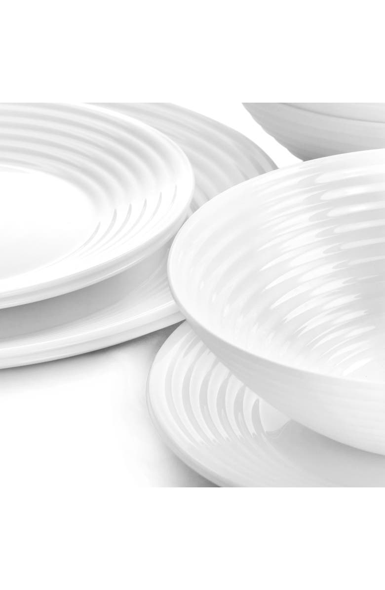 Gibson Ultra Ultra Patio 12 Piece Tempe Opal Glass Dinnerware Set, Alternate, color, White