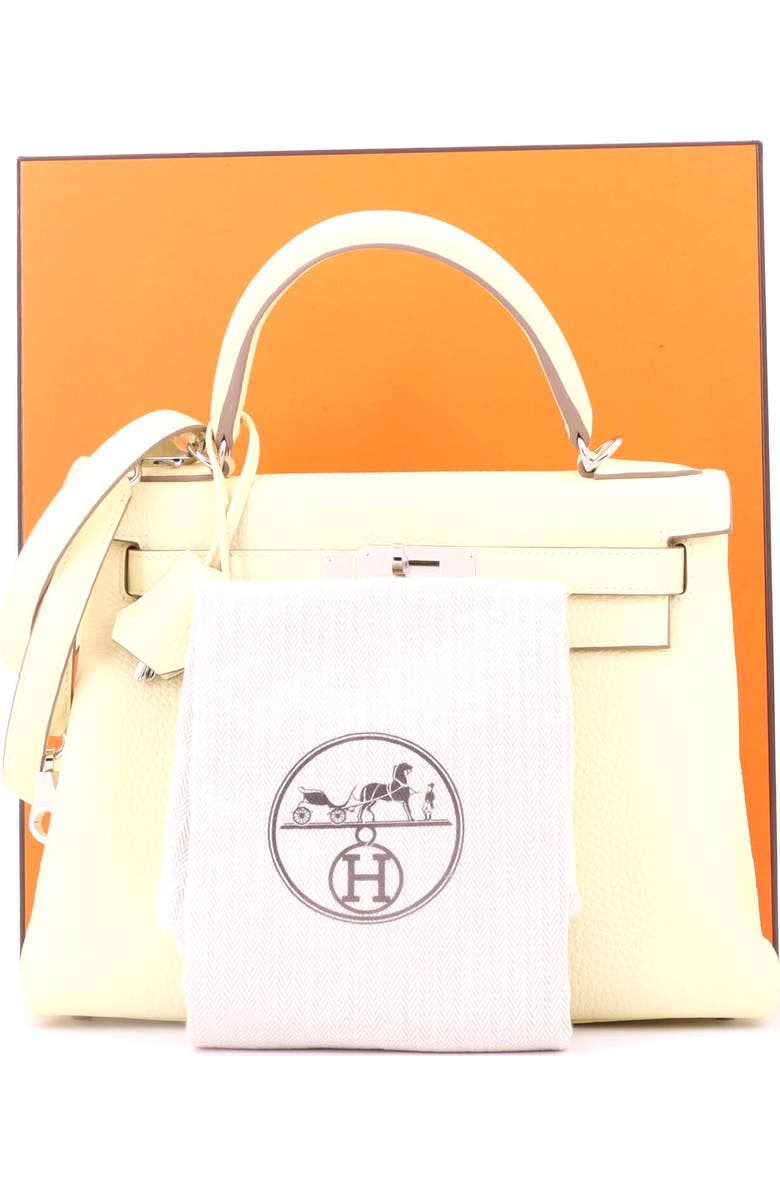 Pre-Owned Hermes Kelly Handbag Yellow Clemence with Palladium Hardware 28, Alternate, color, Jaune Poussin