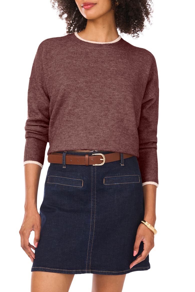 Tipped Crewneck Sweater, Main, color, CUDDLE