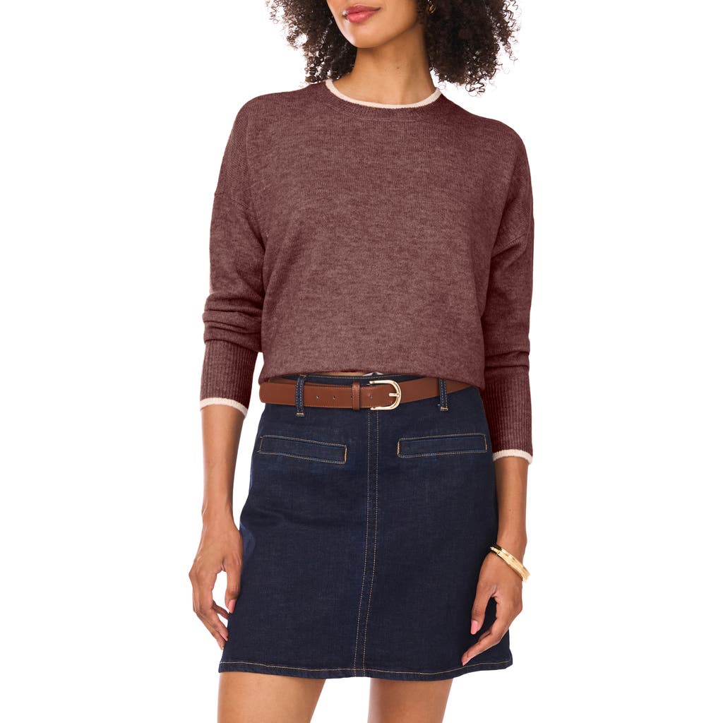 Vince Camuto Tipped Crewneck Sweater In Multi