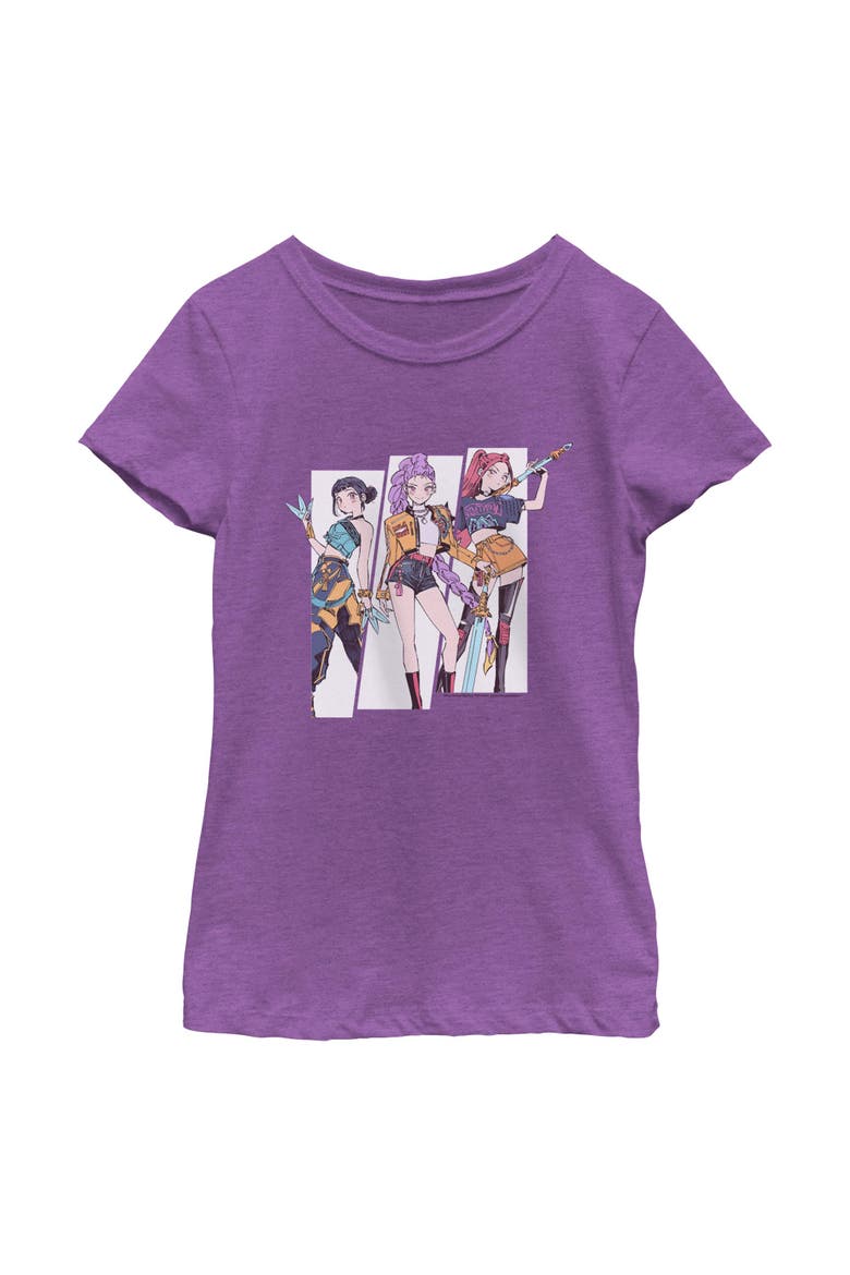Girls' KPop Demon Hunters HUNTR/X Manhwa Comic Group Shot T Shirt, Main, color, Purple Berry