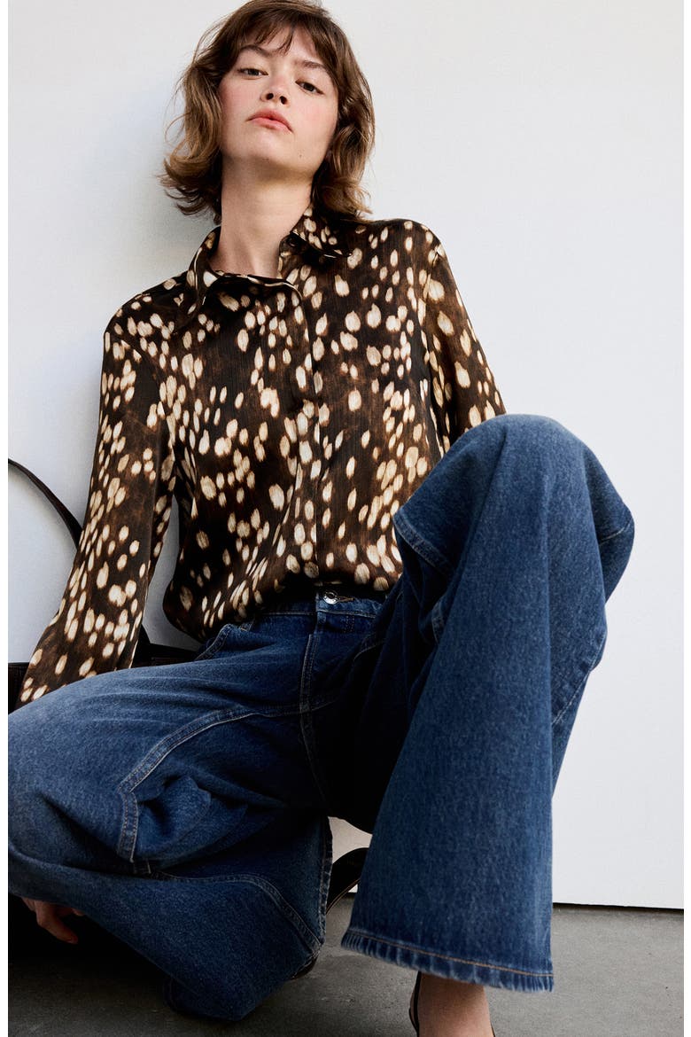 Bambi Print Long Sleeve Shirt, Alternate, color, BROWN