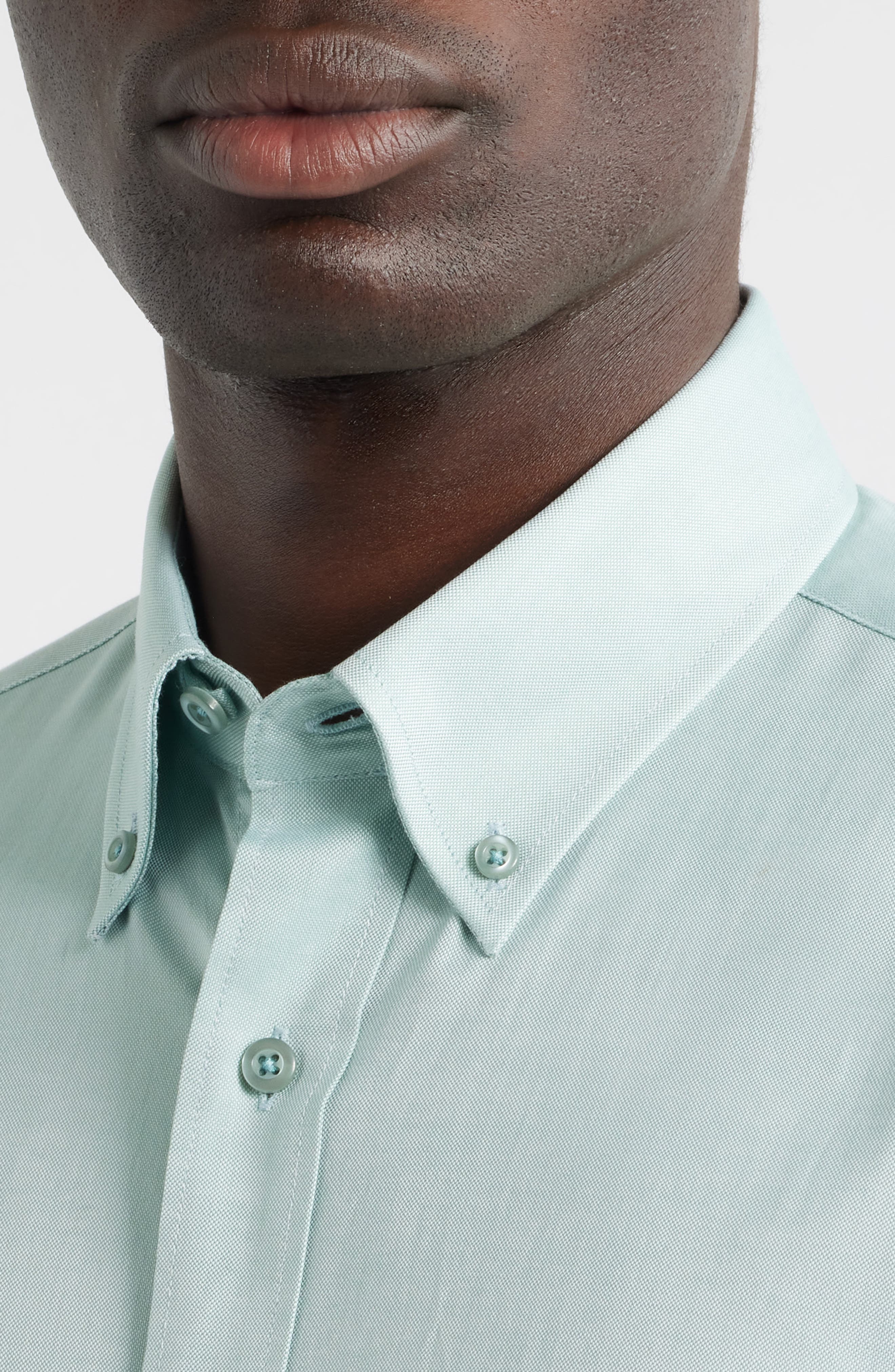 Regular Fit Light Green Cotton Button-Down Oxford Shirt - image 2