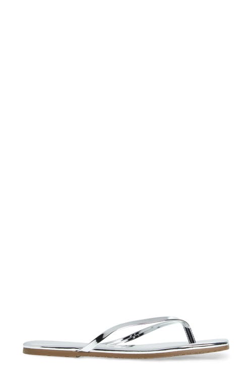 Shop Tkees Lily Mirror Square Toe Flip Flop In Chrome